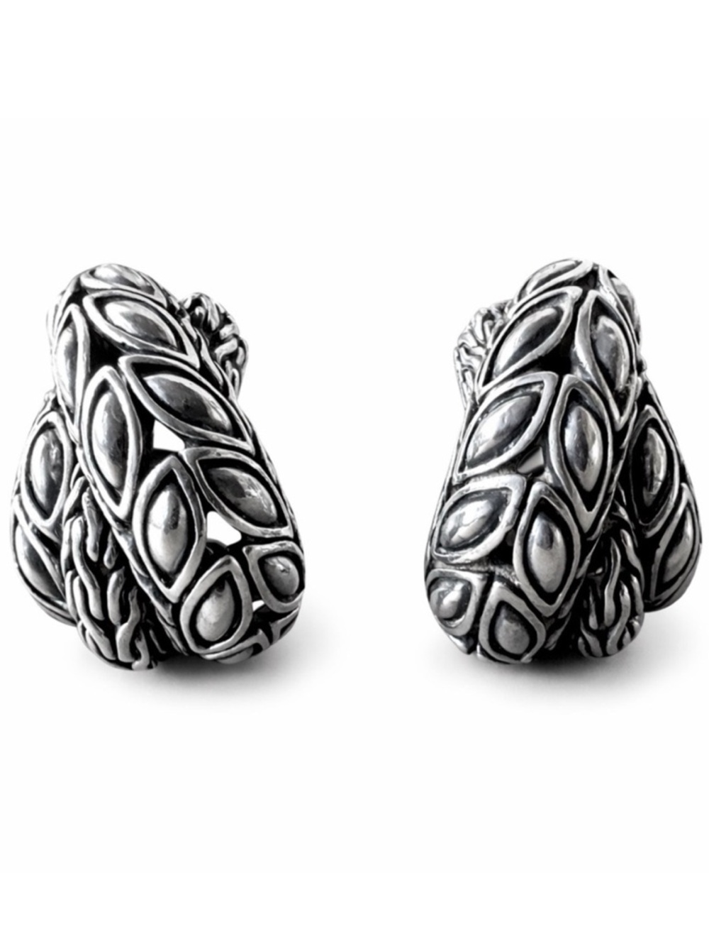 John Hardy .925 Sterling Silver Crossover Kawung Knot Post Omega Earrings